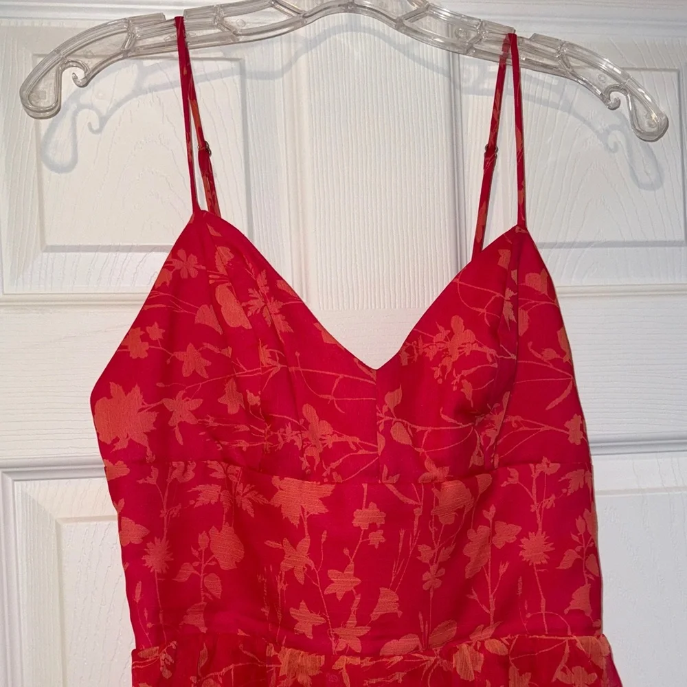 Amanda Uprichard Pink Floral Tiered Spaghetti-Strap Gown - Picture 8 of 14
